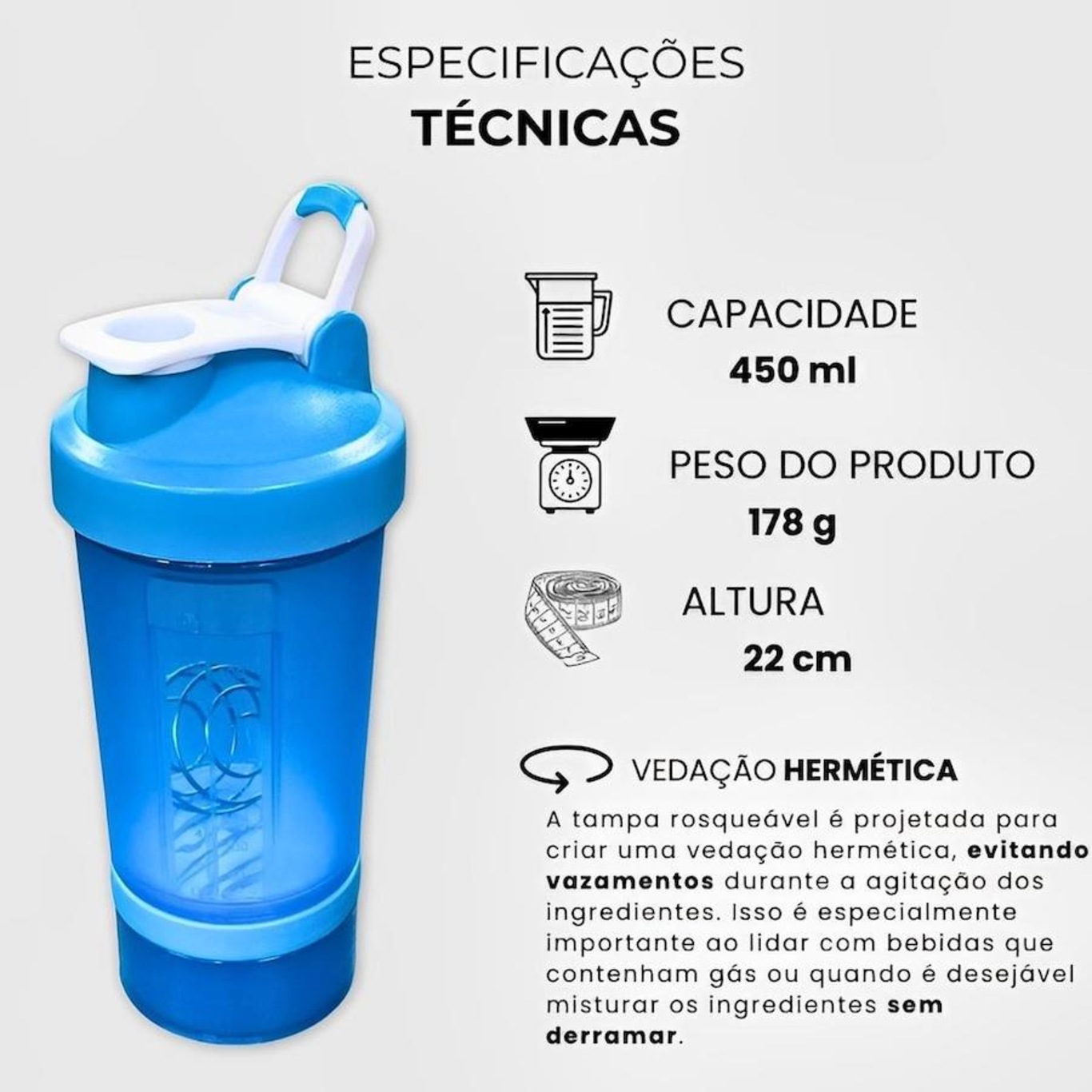 Coqueteleira Weezer Academia Shaker Bpa Free com Porta Whey e Comprimido Mola Batedora Fitness - Foto 2