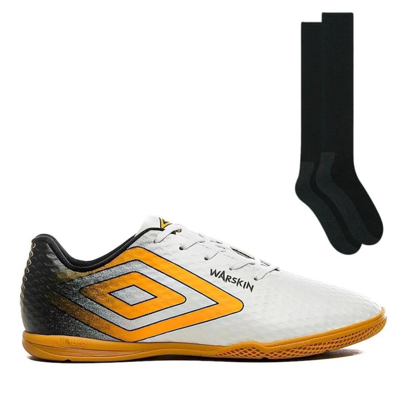 Chuteira Futsal Umbro Warskin - Adulto + Meião Color Sports de Futebol - Foto 1