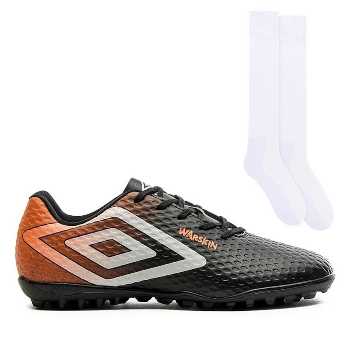 Chuteira Society Umbro Warskin - Adulto + Meião Color Sports de Futebol - Foto 1