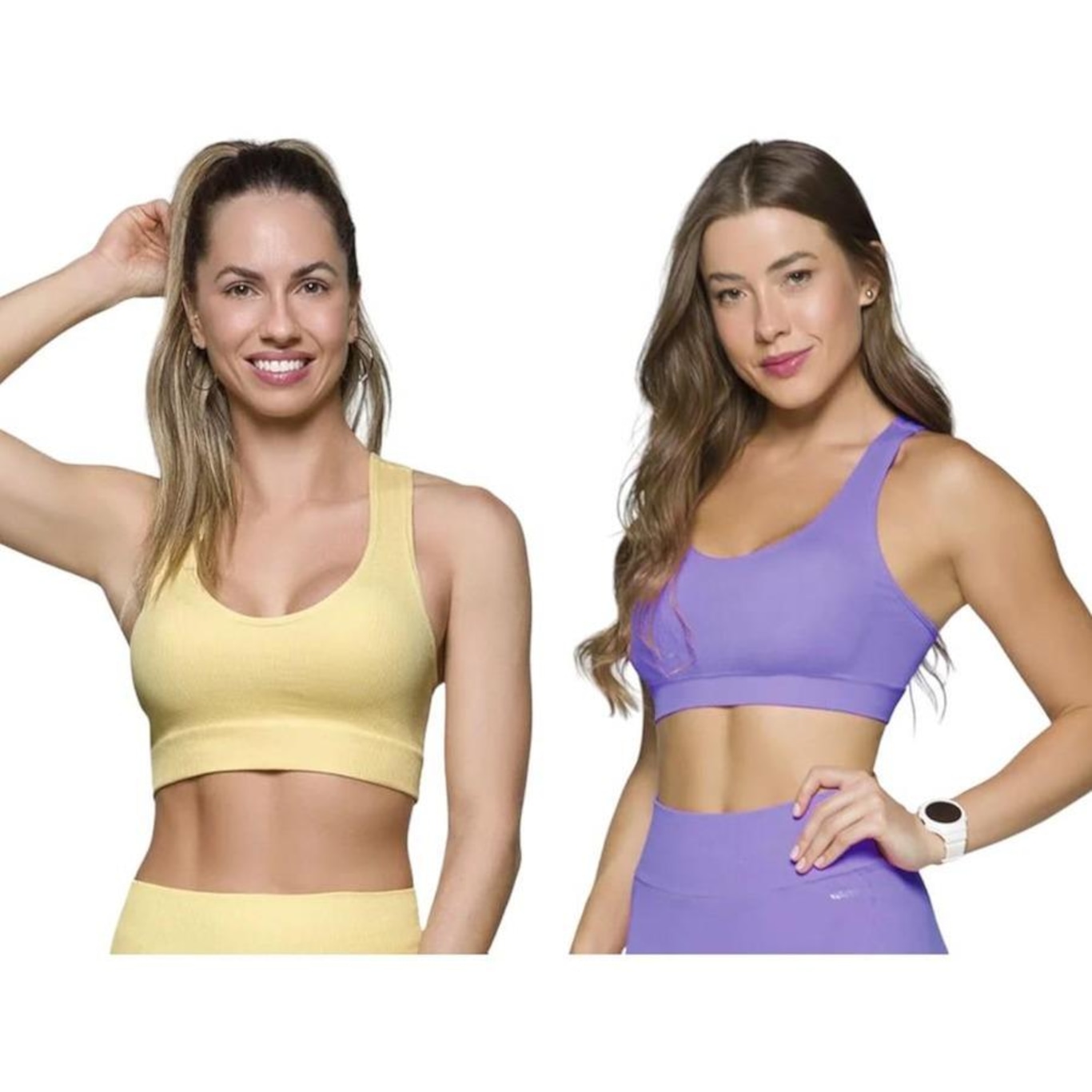 Kit Top Fitness Canelado Selene sem Costura - 2 Unidades - Feminino - Foto 1