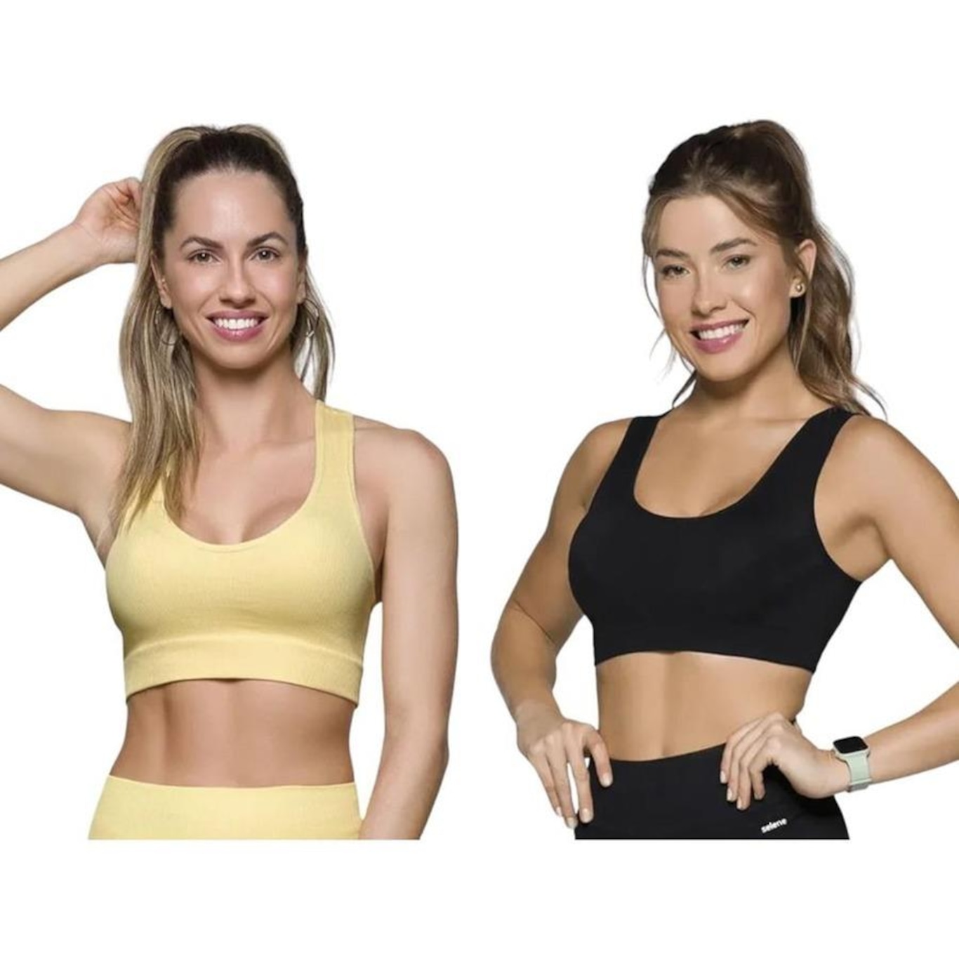 Kit Top Fitness Canelado Selene sem Costura - 2 Unidades - Feminino - Foto 1