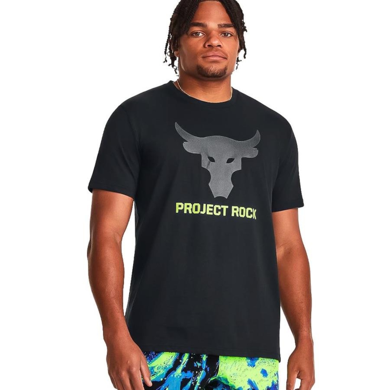 Camiseta Under Armour Brahma Bull Pjt Rock Preto Masculino - Foto 1