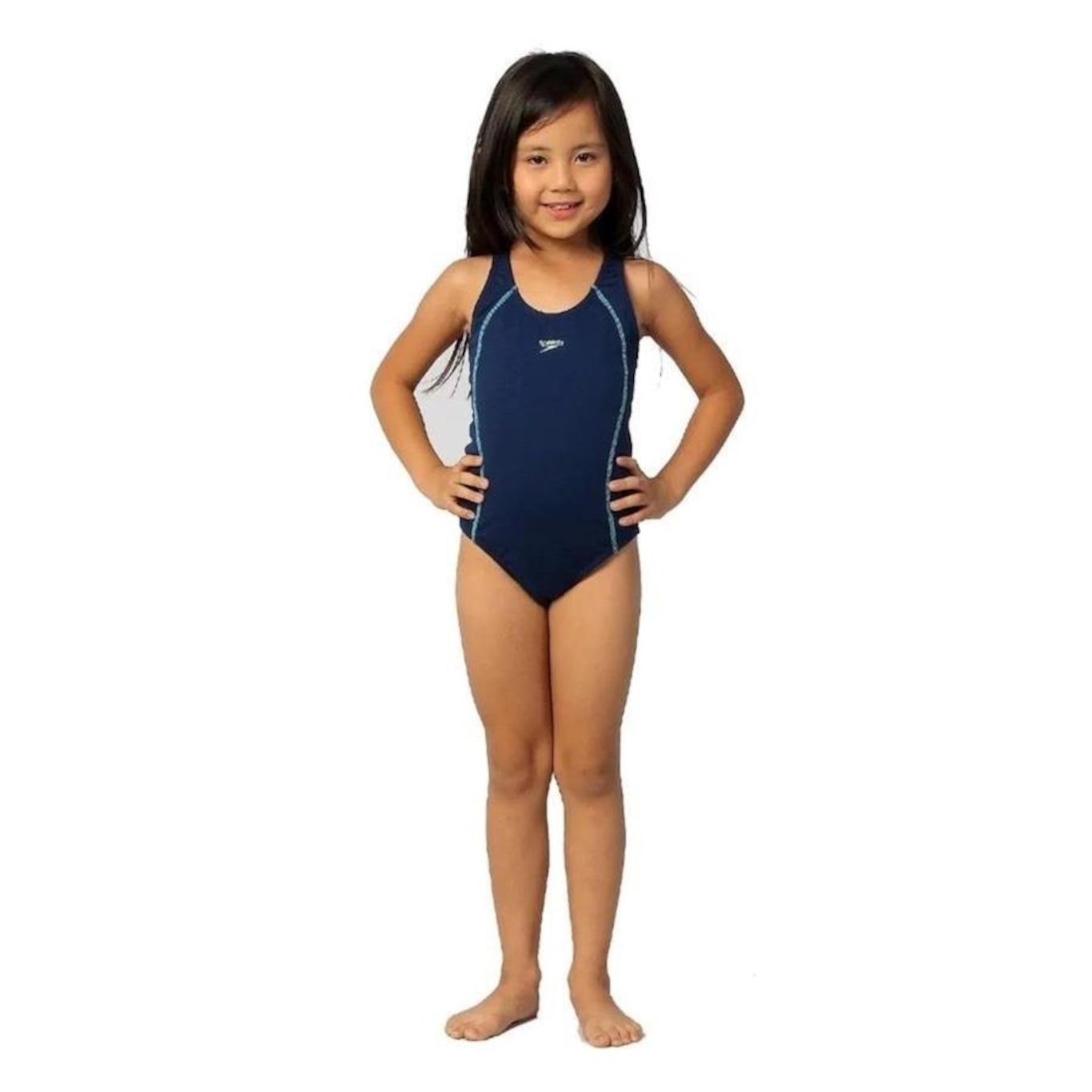 Maiô Infantil Speedo Acqua Basic Azul Marinho - Foto 3