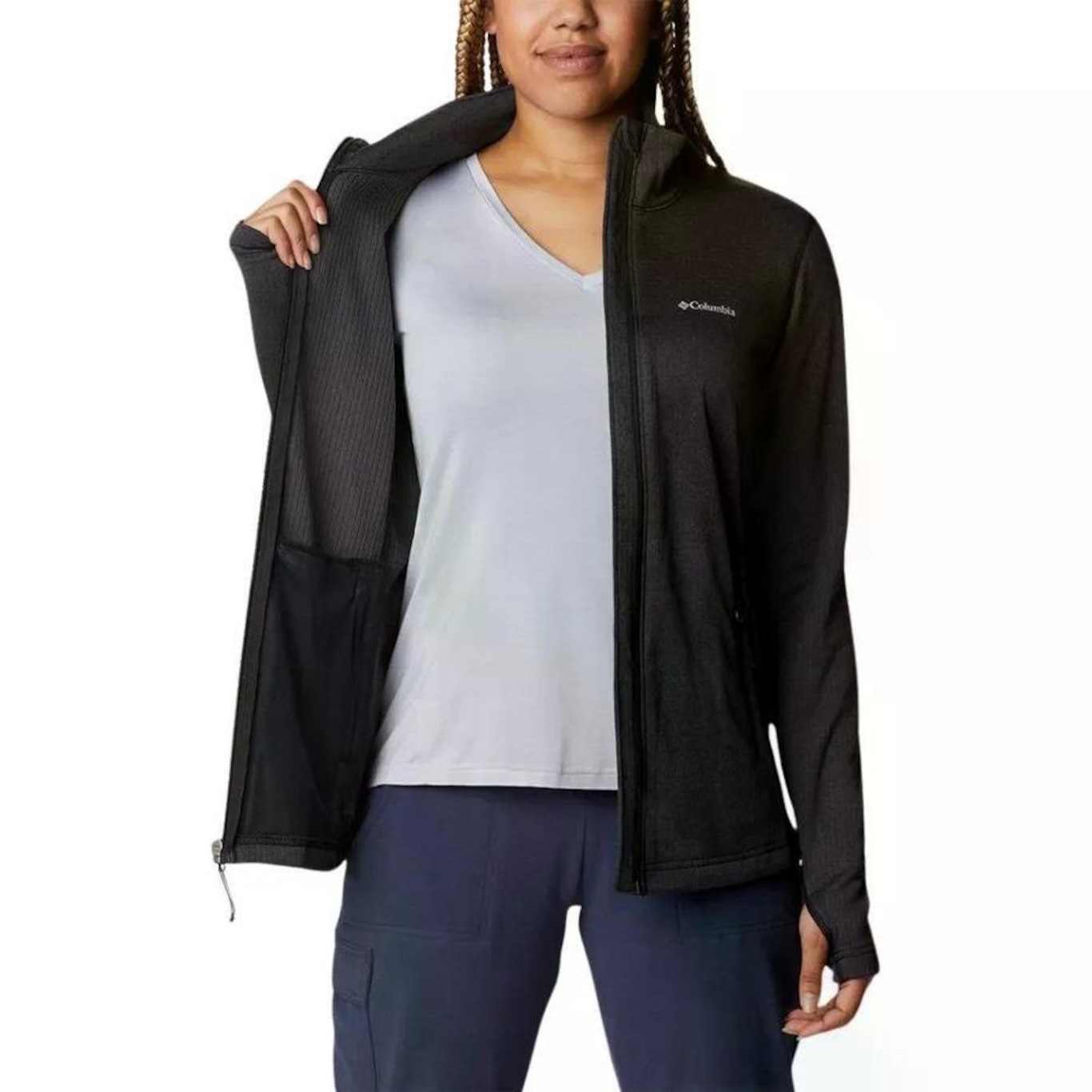 Jaqueta sem Capuz Fleece Columbia Park View Grid Full Zip - Feminina - Foto 5