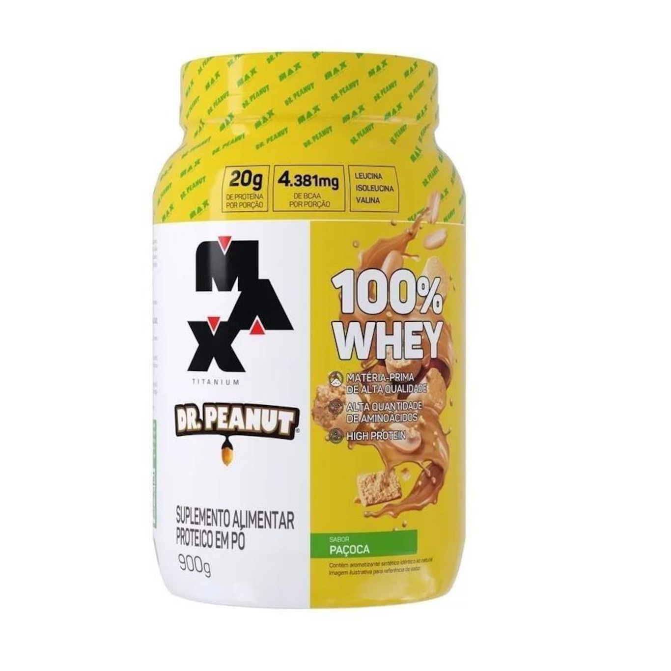 100% Whey Max Titanium X Dr. Peanut 900G - Max Titanium - Paçoca - Foto 1