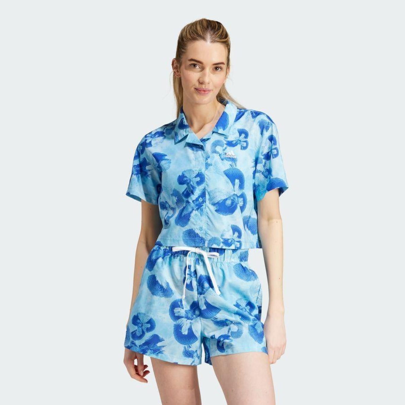 Camisa Polo Cropped adidas Malha Estampa Floral - Feminina - Foto 3