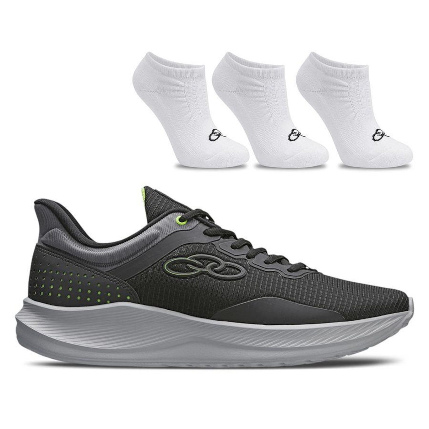 Tênis Olympikus Zex + 3 Pares de Meia Cano Invisível - Masculino - Foto 1