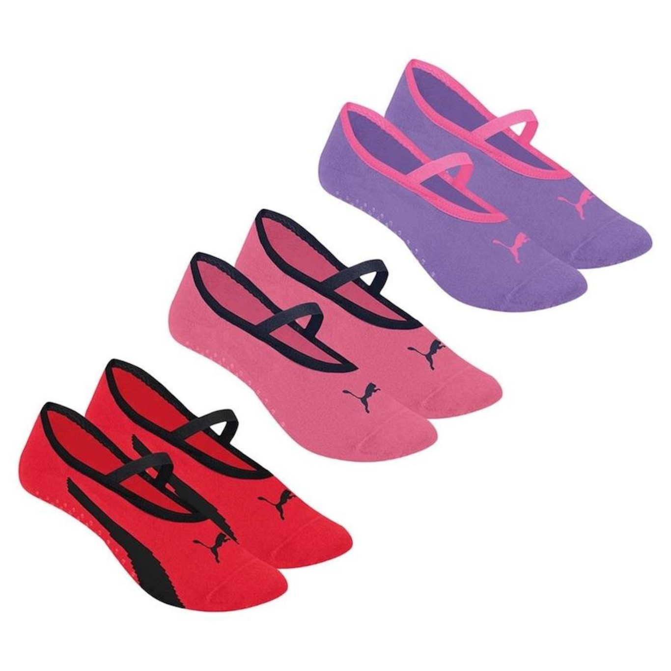 Kit Meias Puma Sapatilha Pilates Antiderrapante - 3 Pares - Feminina - Foto 1