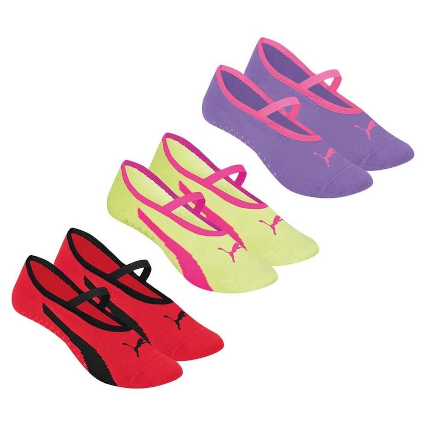 Kit Meias Puma Sapatilha Pilates Antiderrapante - 3 Pares - Feminina - Foto 1