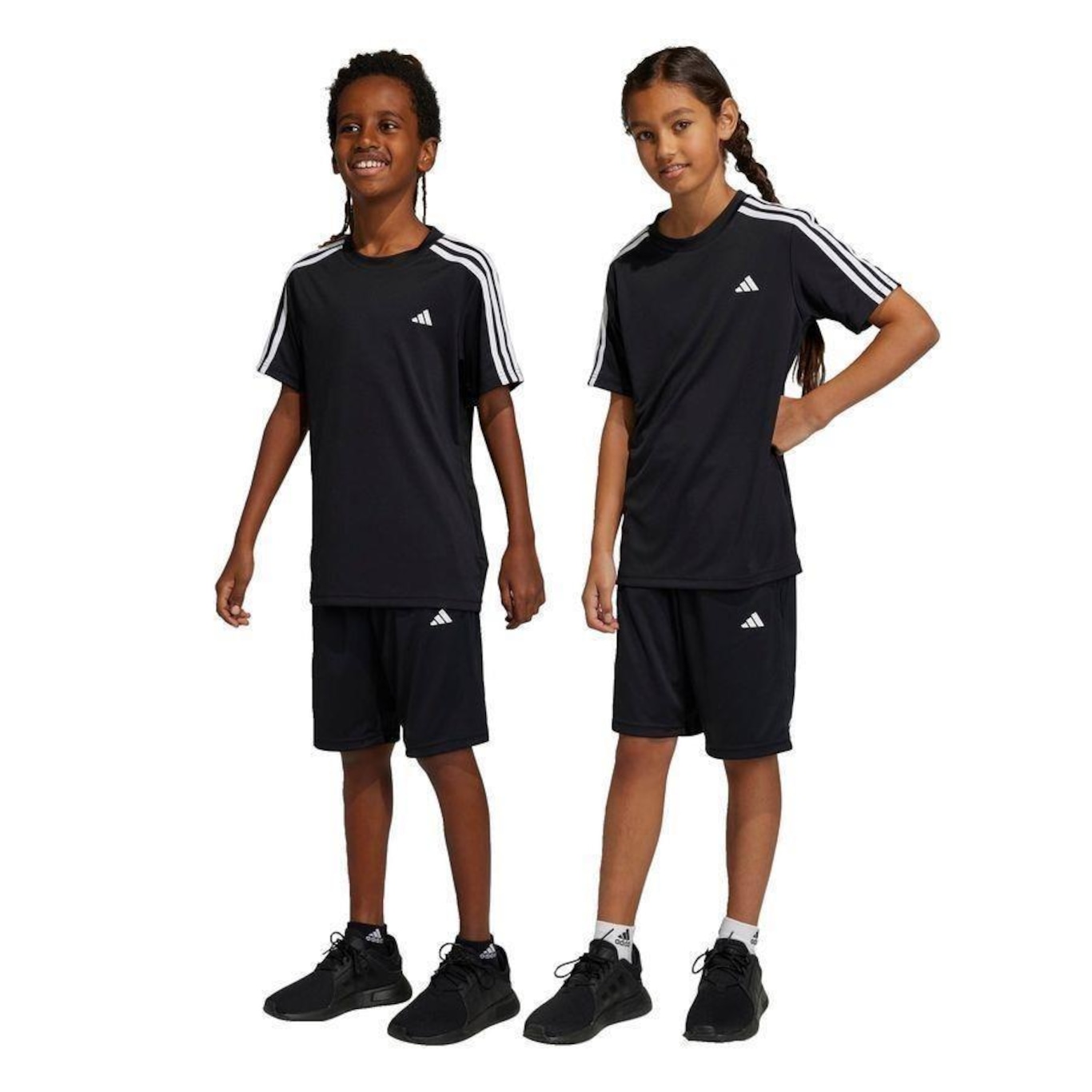 Kit Camiseta + Shorts adidas Train Essentials Aeroready 3-Stripes - Infantil - Foto 2