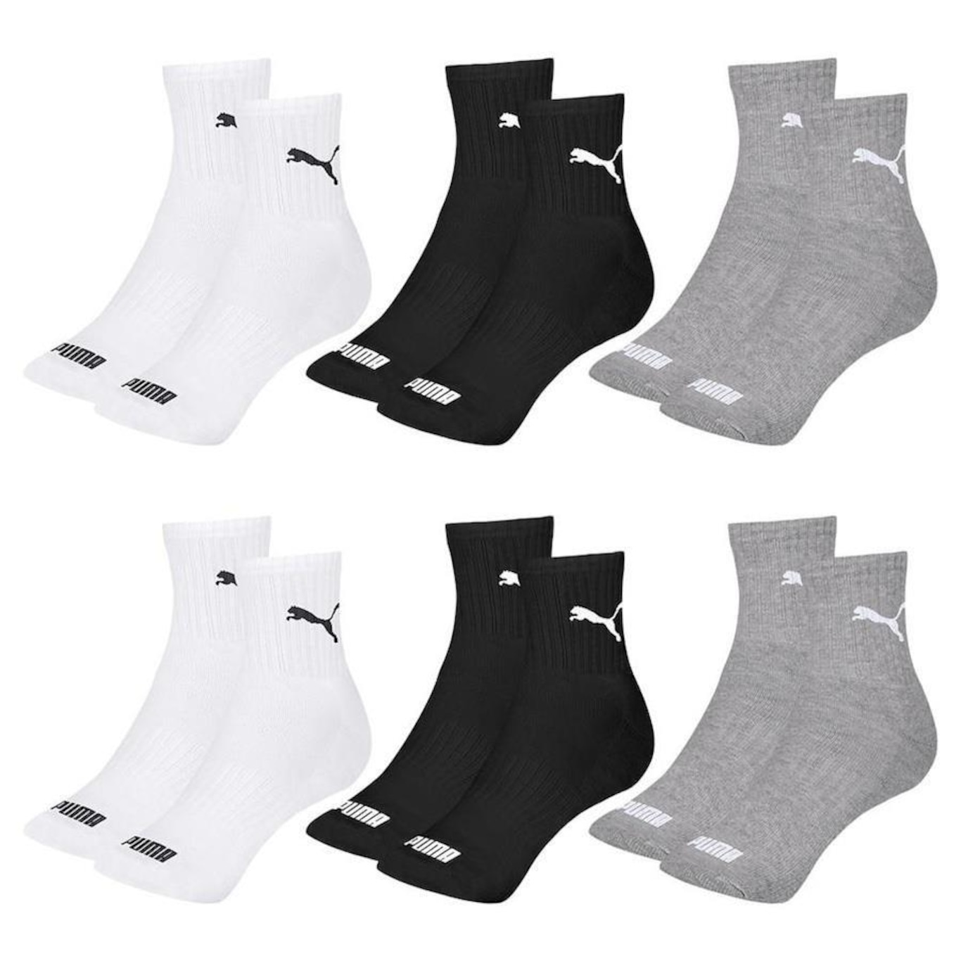 Kit Meia Cano Médio Puma Esportiva - 6 Pares - Masculino - Foto 1