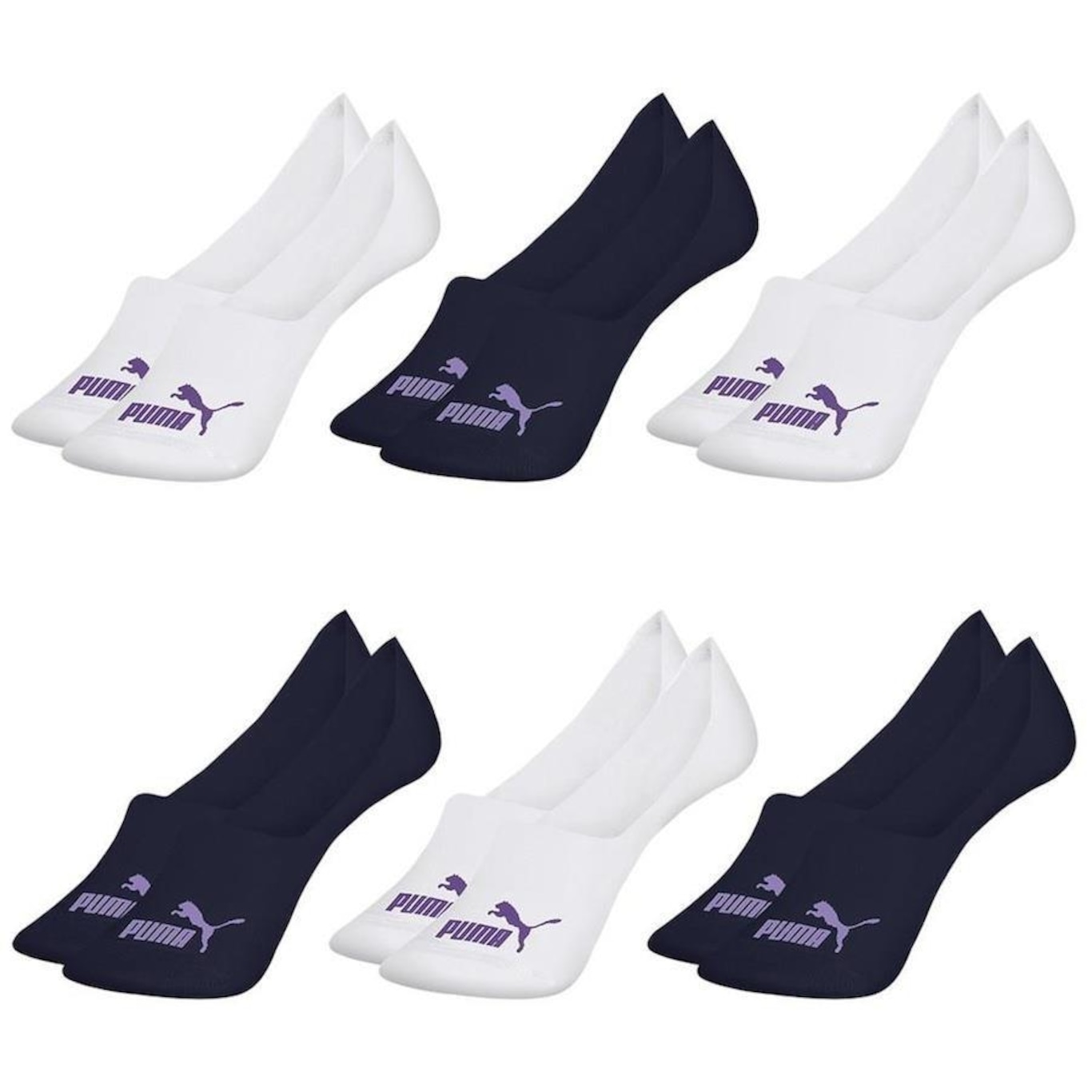 Kit Meia Sapatilha Puma Invisível - 6 Pares - Feminino - Foto 1