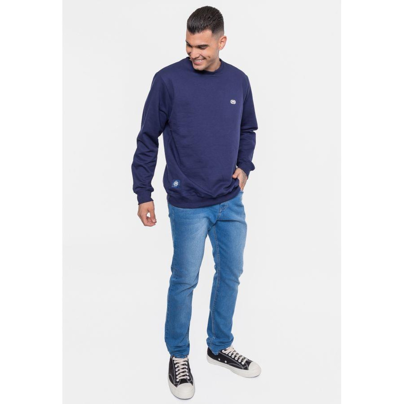 Blusão de Moletom sem Capuz Ecko Fashion Basic Cream - Masculino - Foto 5