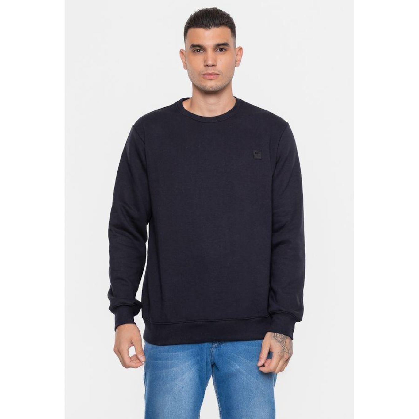 Blusão de Moletom sem Capuz Hd Masculino Fashion Basic - Masculino - Foto 1