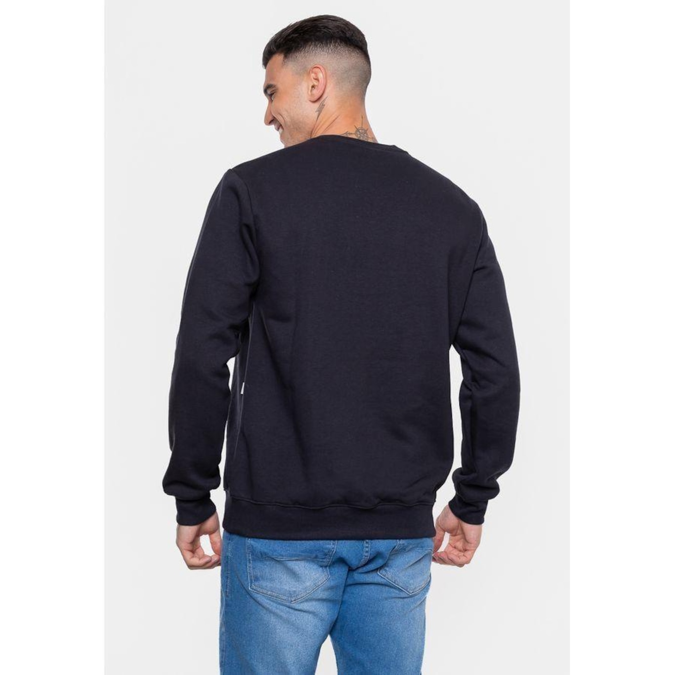 Blusão de Moletom sem Capuz Hd Masculino Fashion Basic - Masculino - Foto 2