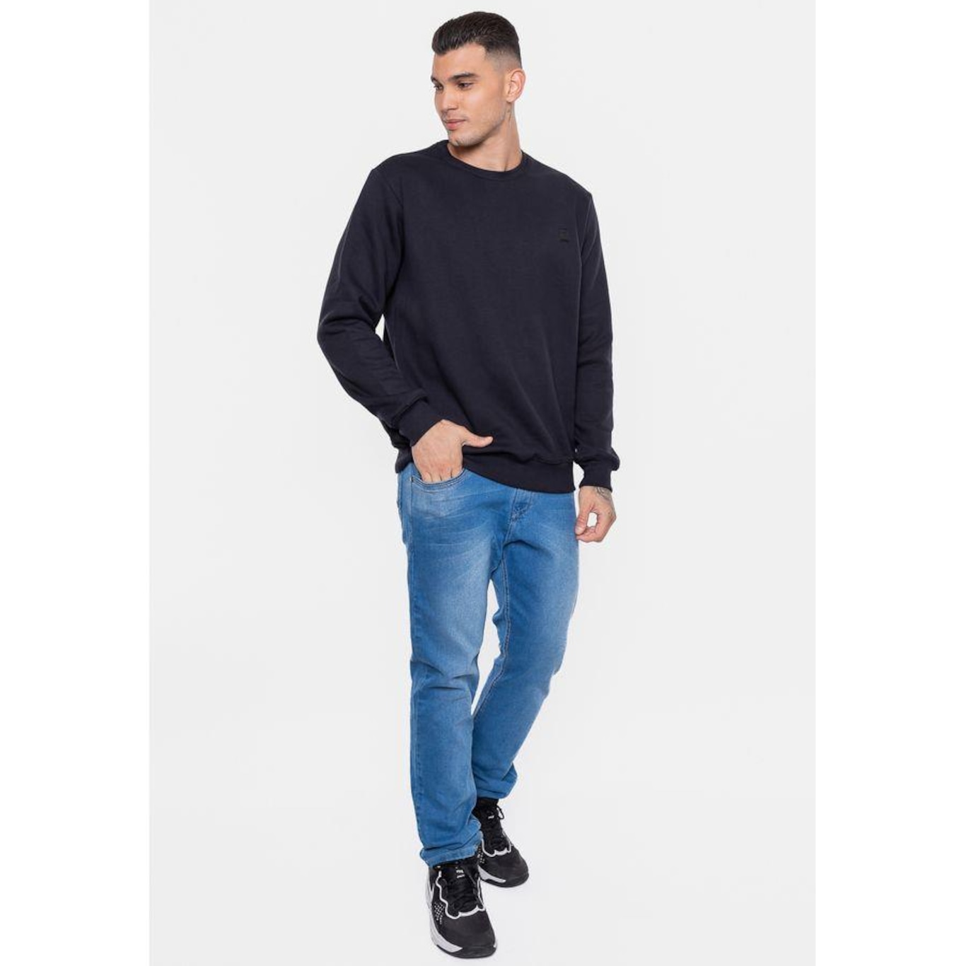 Blusão de Moletom sem Capuz Hd Masculino Fashion Basic - Masculino - Foto 5