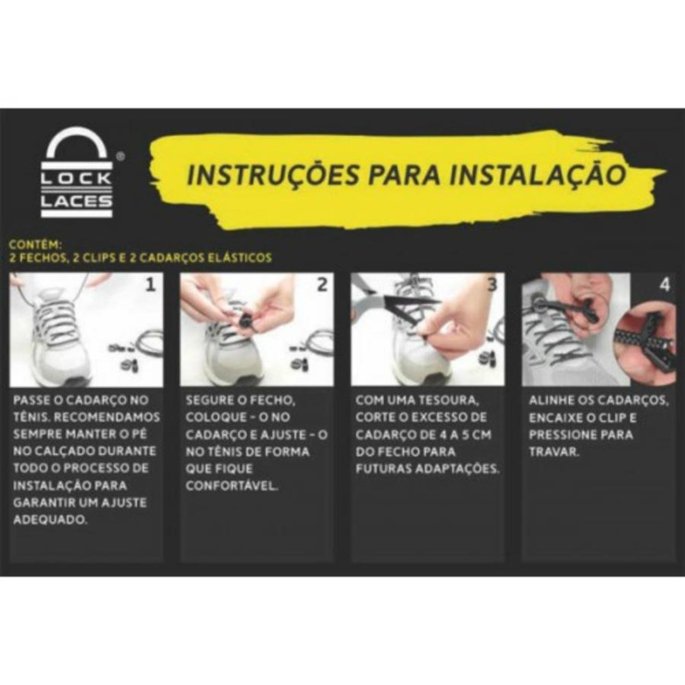 Cadarço Elástico Lock Laces Unissex - Foto 4