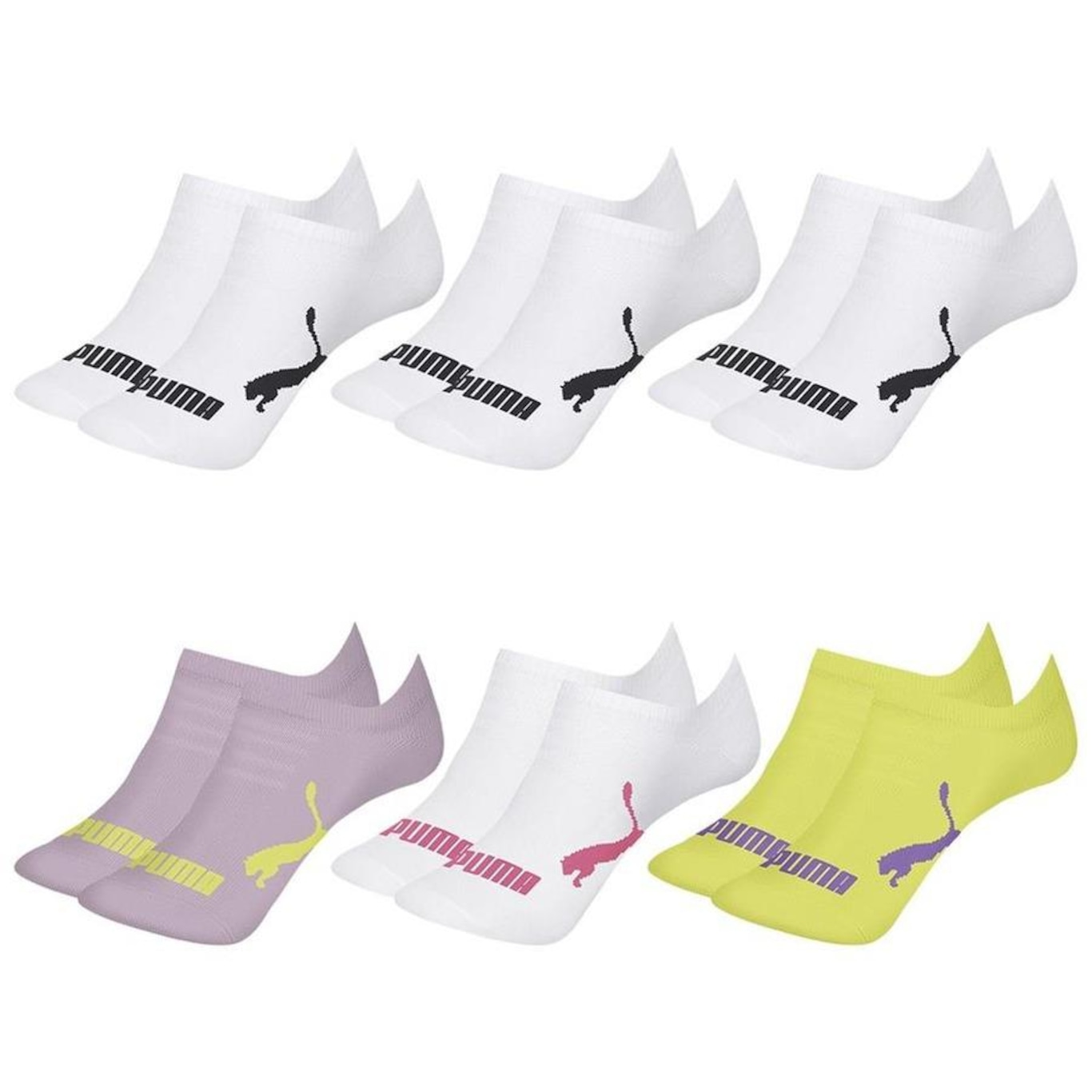 Kit Meia Sapatilha Puma Invisível - 6 Pares - Infantil - Foto 1