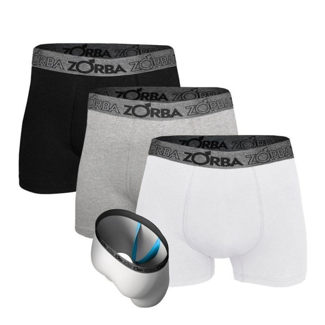 Kit 3 Cuecas Zorba Boxer com Suporte Anatômico 667 - Foto 1