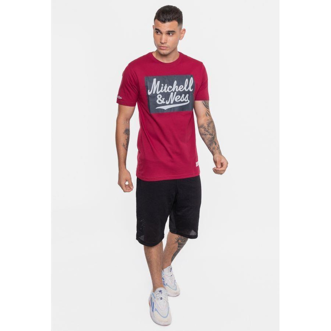 Camiseta Mitchell & Ness Masculina Estampada Bordo - Mitchell & Ness - Foto 1