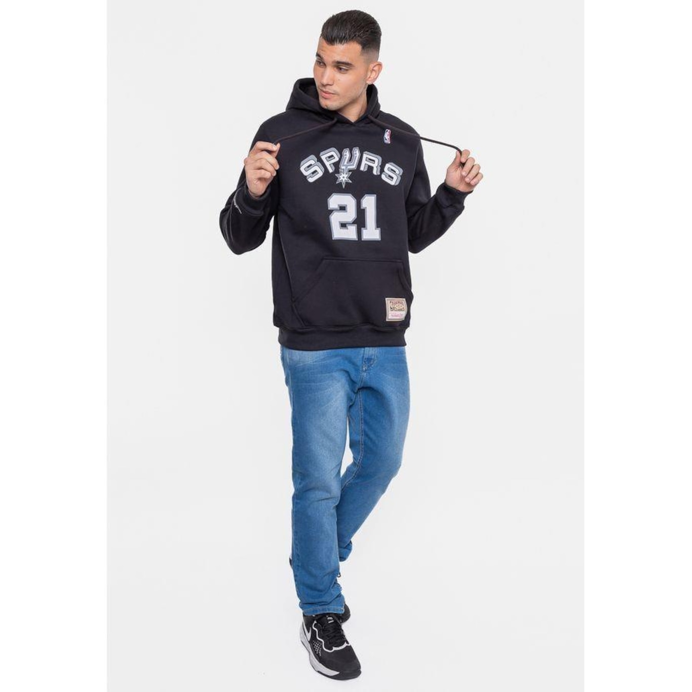 Blusão de Moletom com Capuz Mitchell & Ness San Antonio Spurs Duncan - Masculino - Foto 1