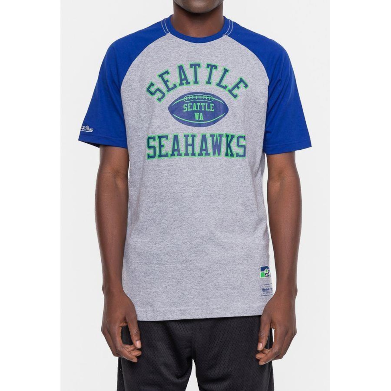 Camiseta Mitchell & Ness Nfl Especial Raglan Seattle Seahawks - Masculina - Foto 1