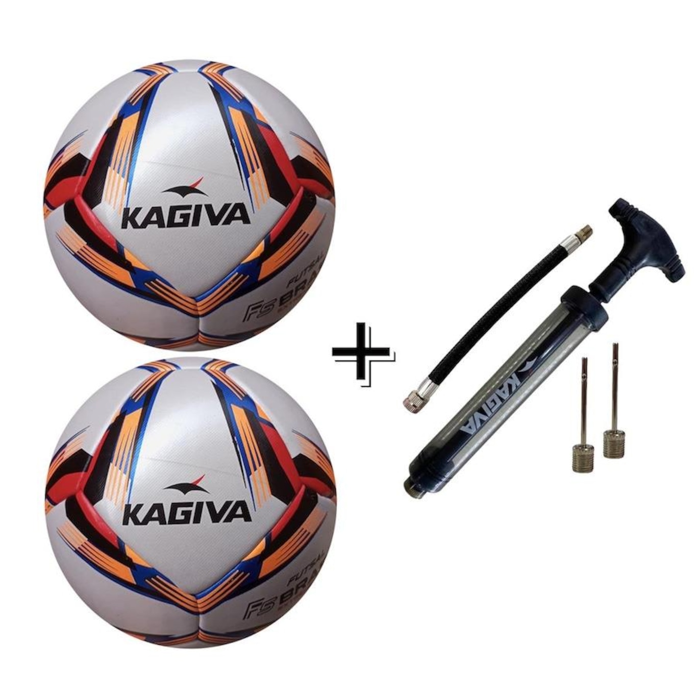 Kit Bola Futsal Kagiva F5 Pro Extreme - 2 Unidades + Bomba de Ar Dupla Ação - Foto 1