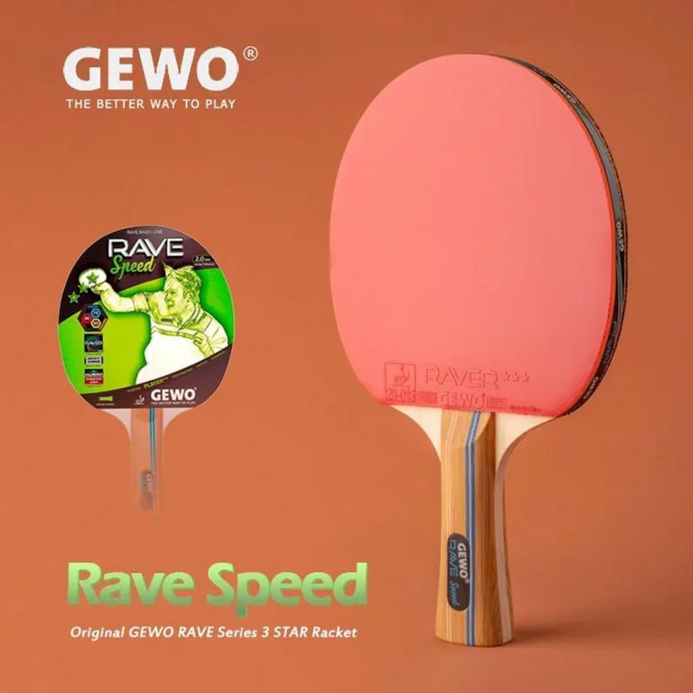 Raquetes de Tênis de Mesa Gewo Rave Speed 3-Star - Foto 2