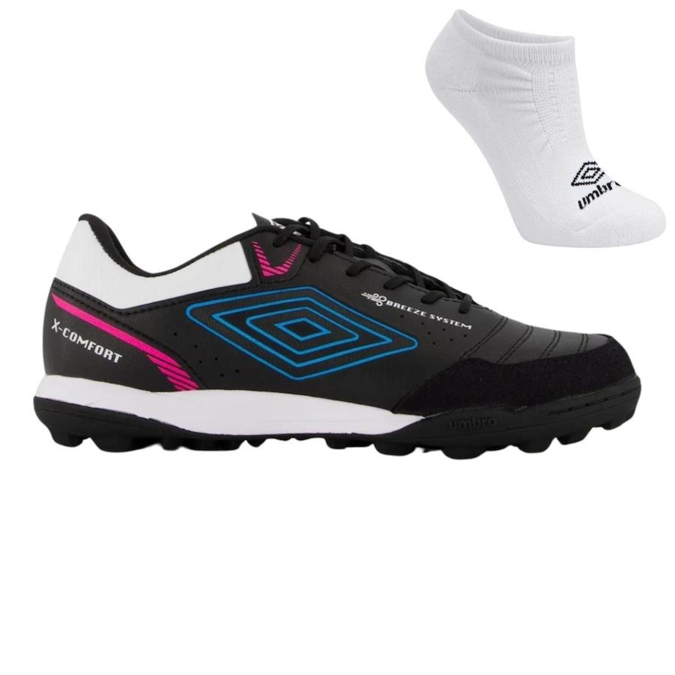 Chuteira Society Umbro X-Comfort + Meia - Adulto - Foto 1