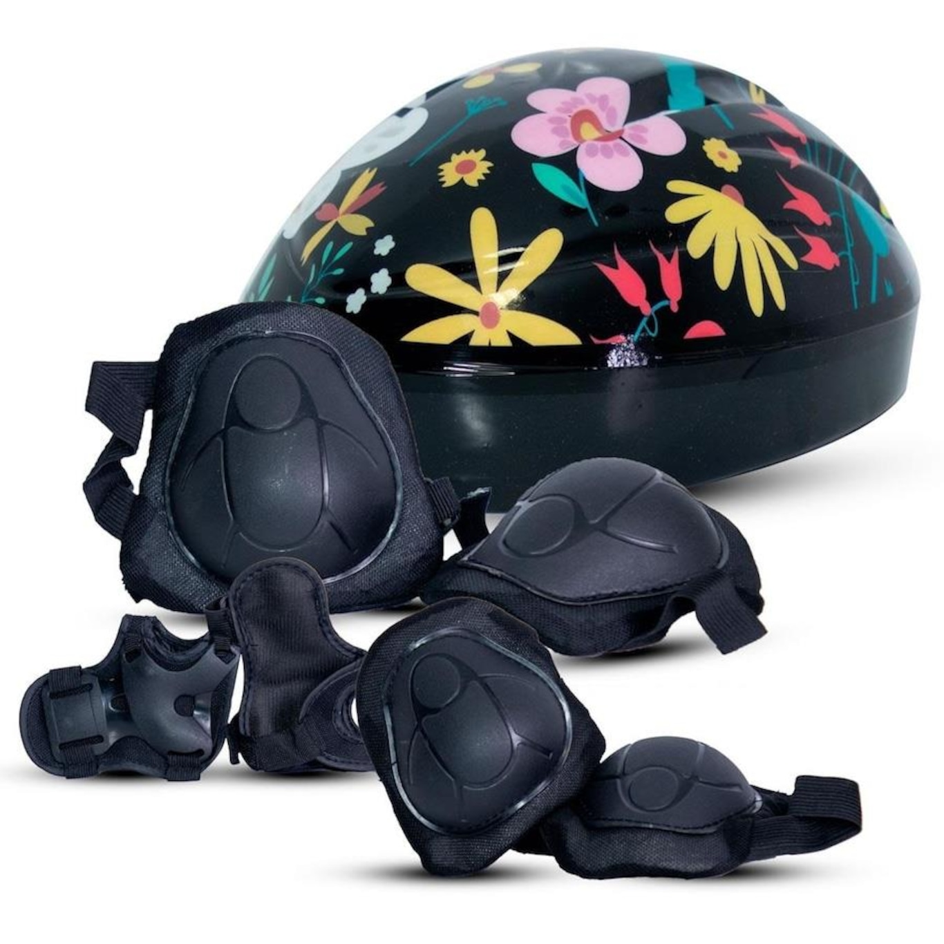 Kit Capacete com Joelheira Cotoveleira Munhequeira Rava - Infantil - Foto 1