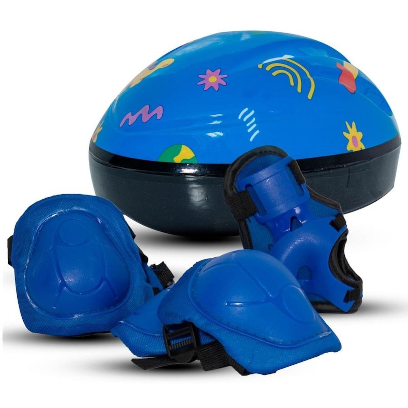 Kit Capacete com Joelheira Cotoveleira Munhequeira Rava - Infantil - Foto 1