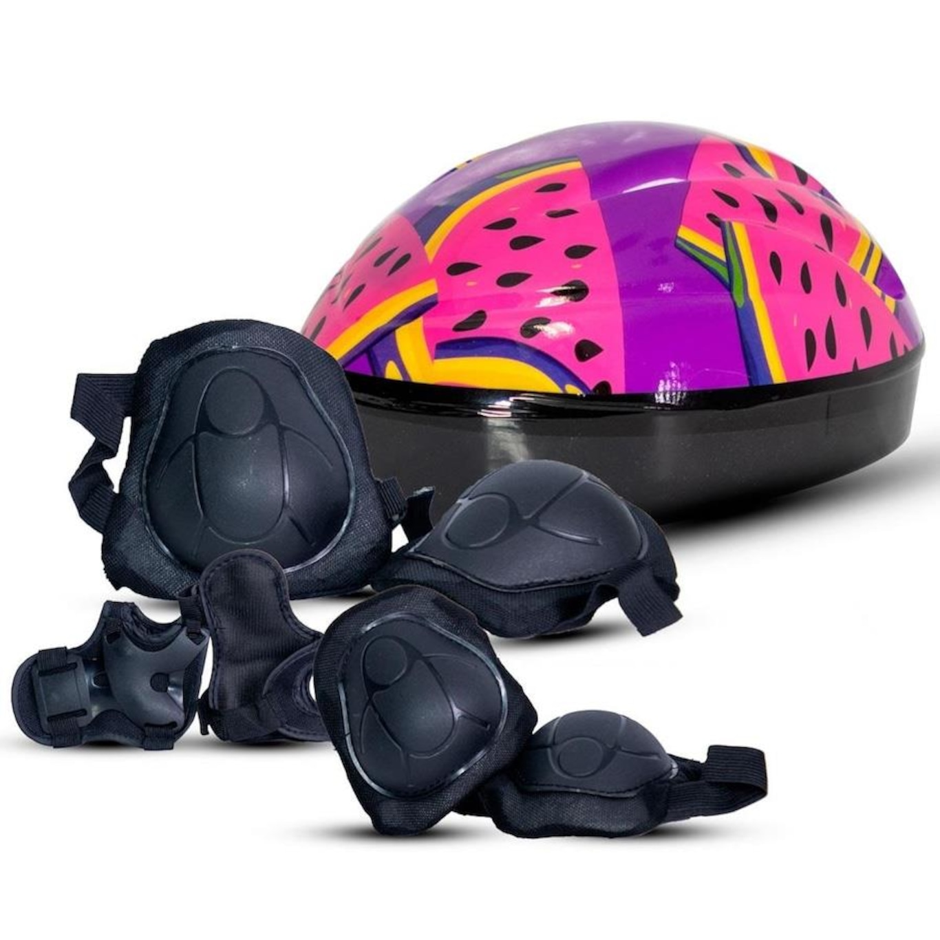 Kit Capacete com Joelheira Cotoveleira Munhequeira Rava - Infantil - Foto 1