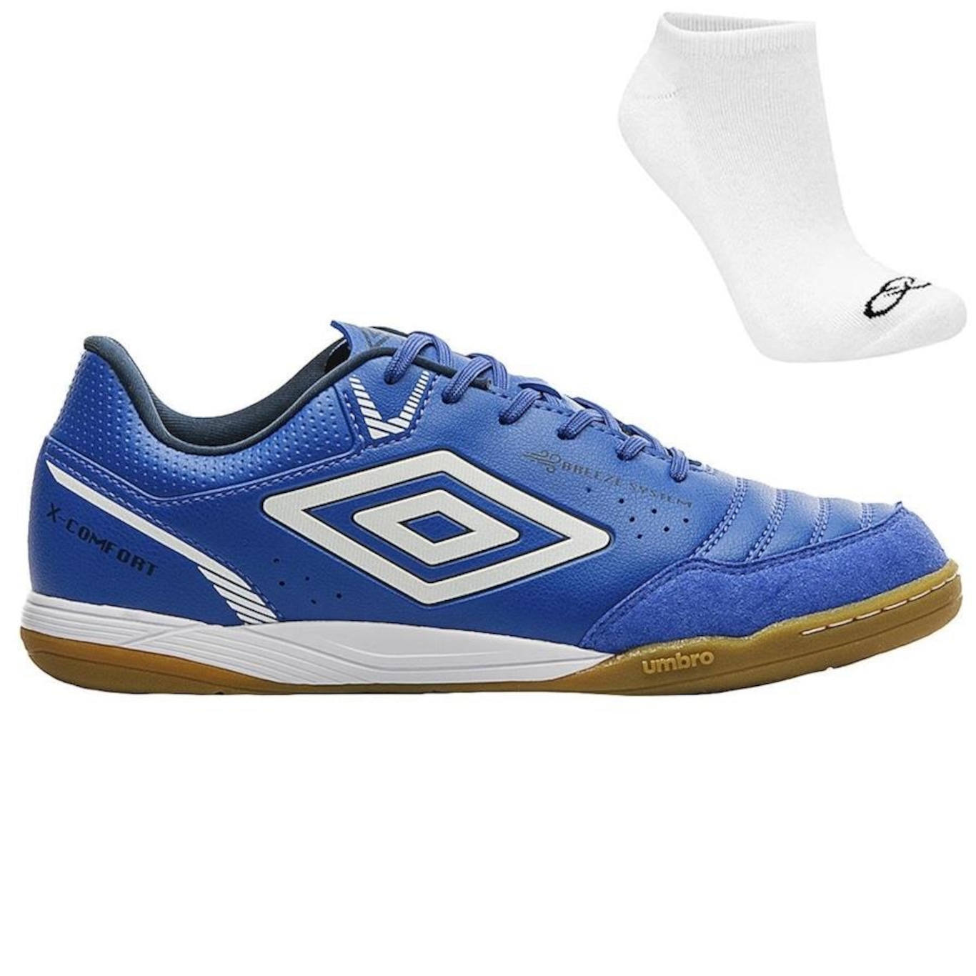 Kit Chuteira Futsal Umbro X-Comfort + Meia - Adulto - Foto 1