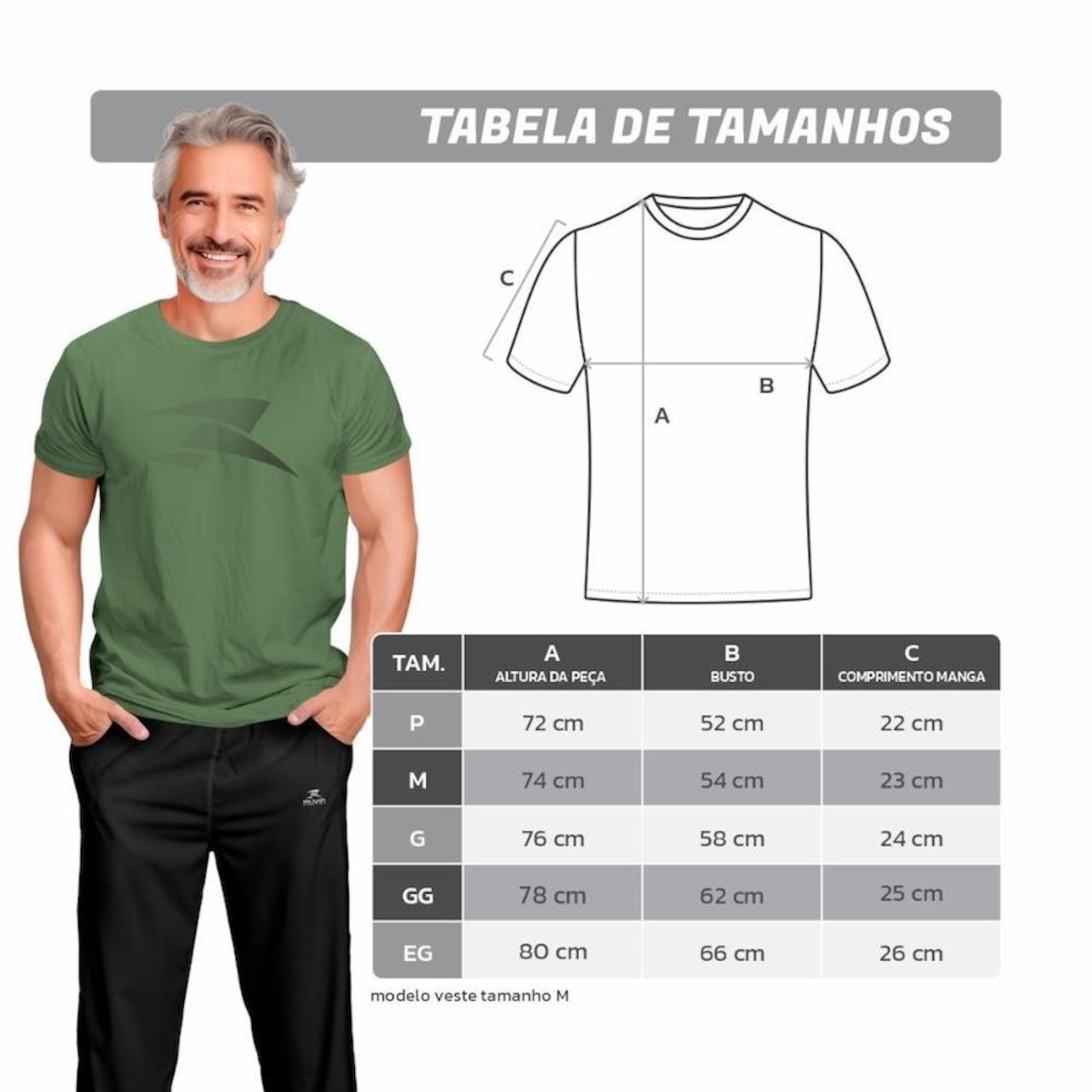 Camiseta Muvin Algodão Solid - Masculina - Foto 3