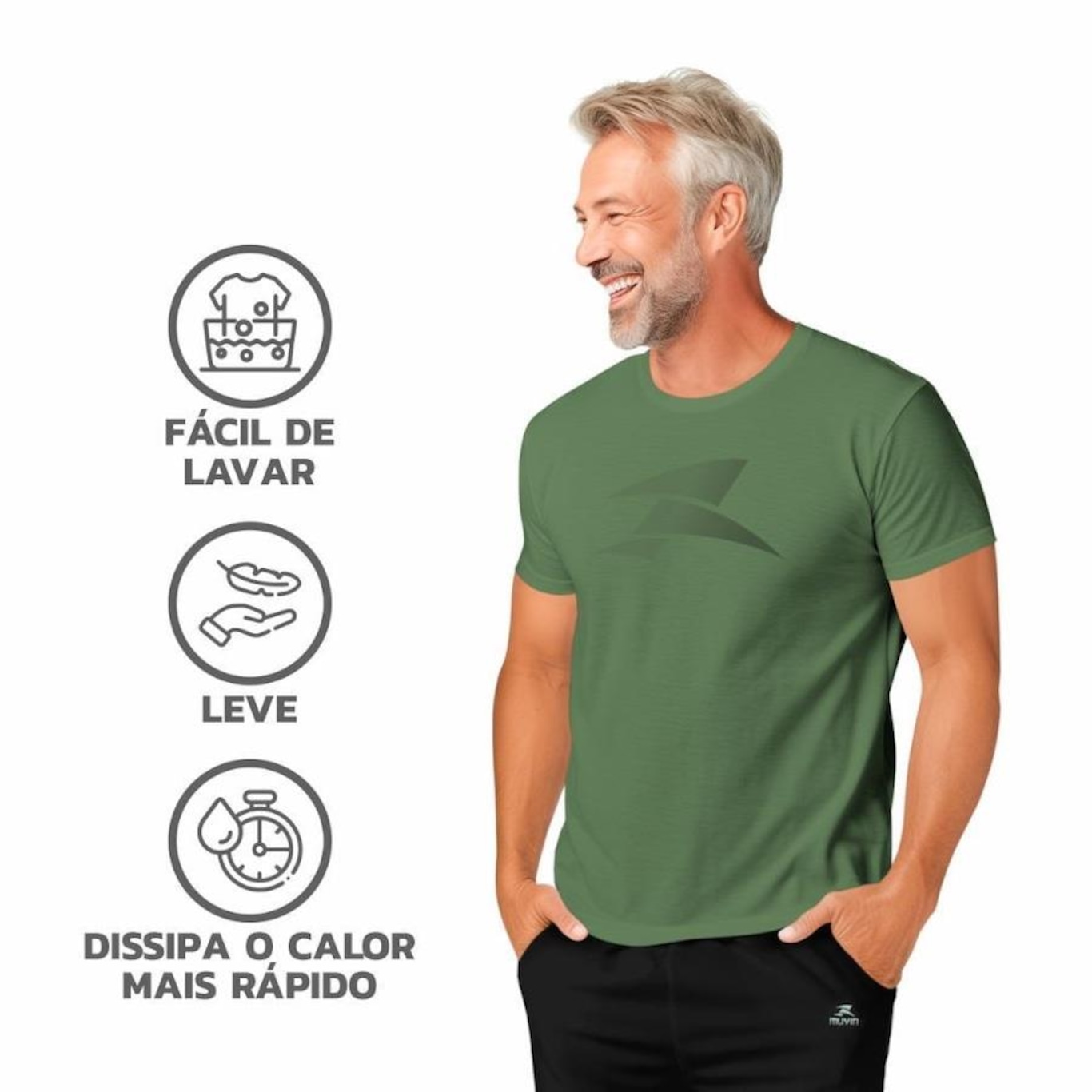 Camiseta Muvin Algodão Solid - Masculina - Foto 4