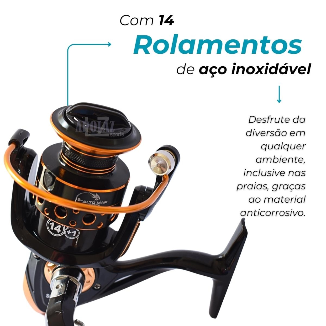 Kit Vara Pesca Taue + Molinete 3000 14 Rolamentos Drag 8Kg Promo - Foto 3