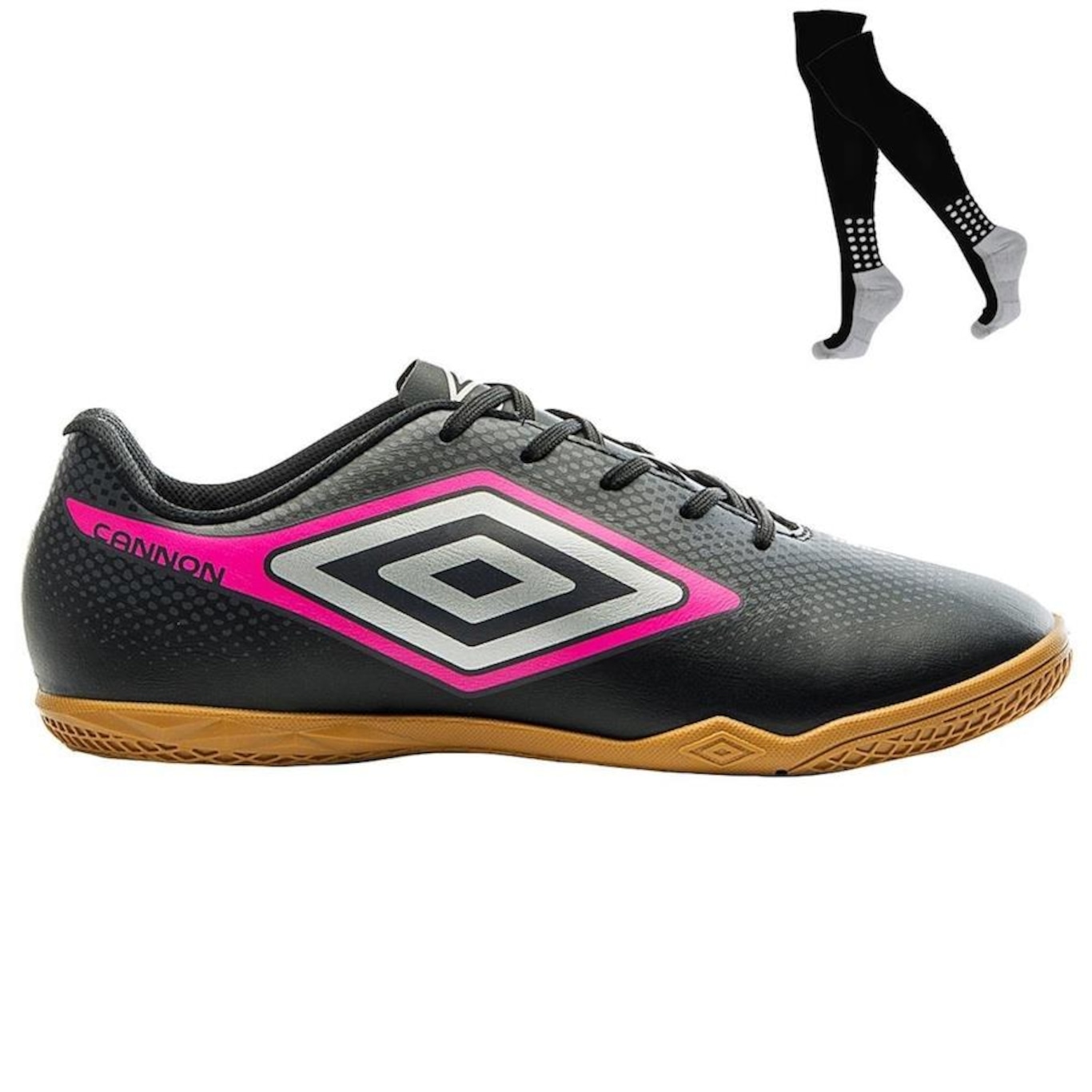 Chuteira Futsal Umbro Cannon + Meião - Adulto - Foto 1