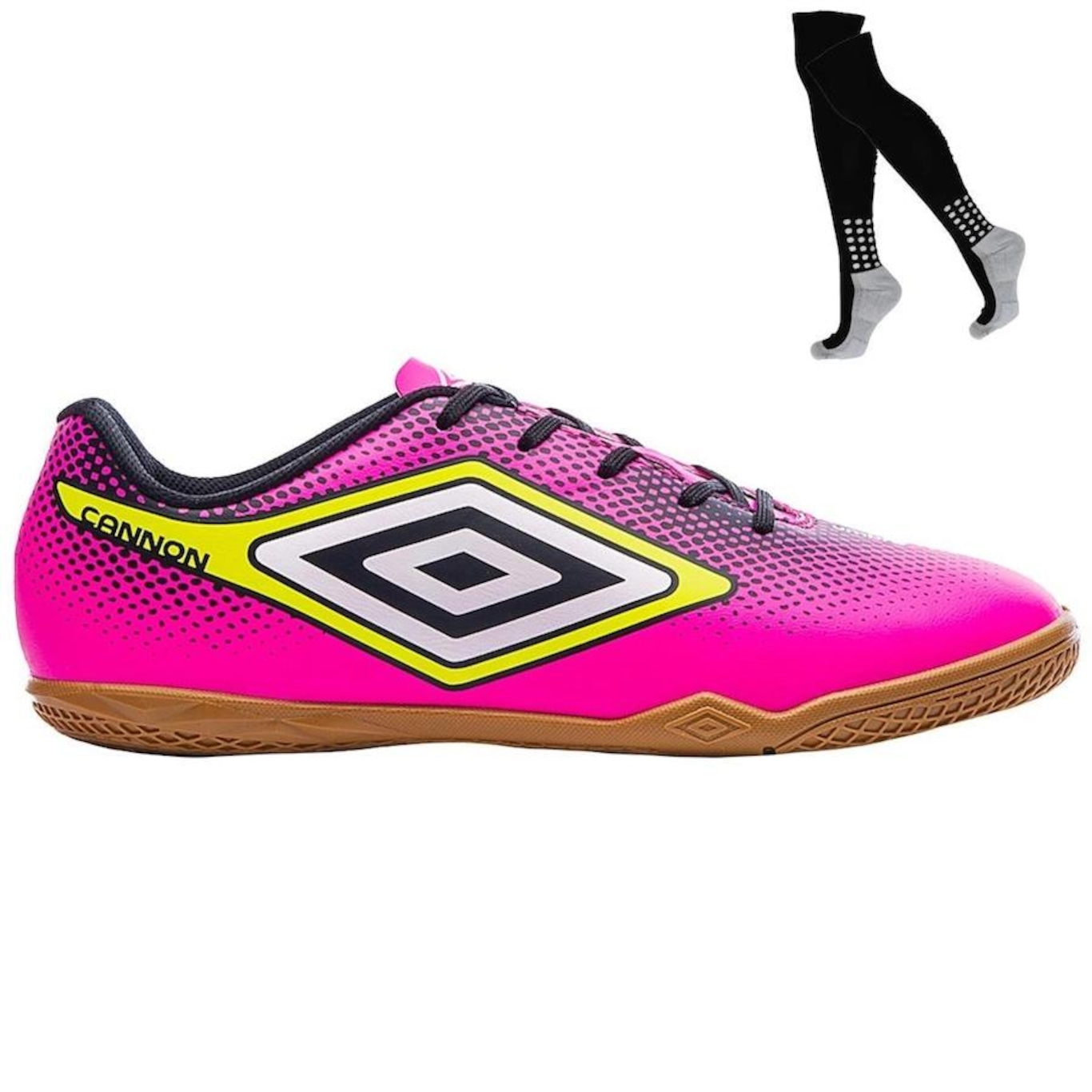 Chuteira Futsal Umbro Cannon + Meião - Adulto - Foto 1