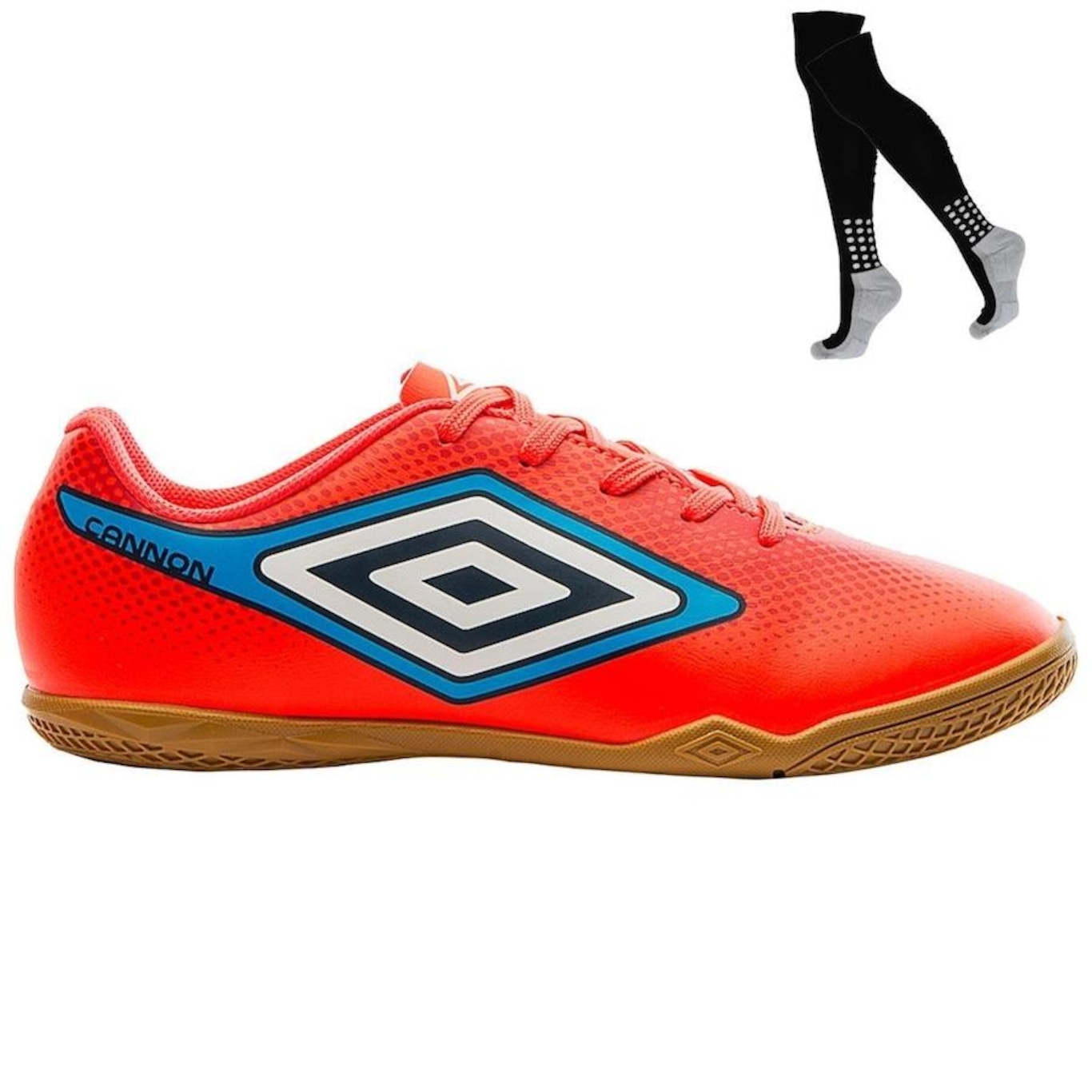 Chuteira Futsal Umbro Cannon + Meião - Adulto - Foto 1