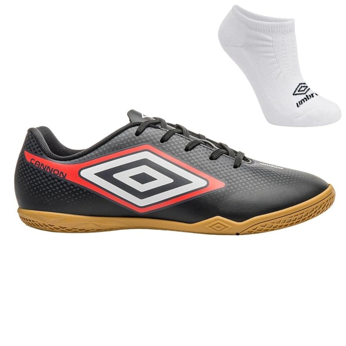 Chuteira Futsal Umbro Cannon + Meia - Adulto - Foto 1