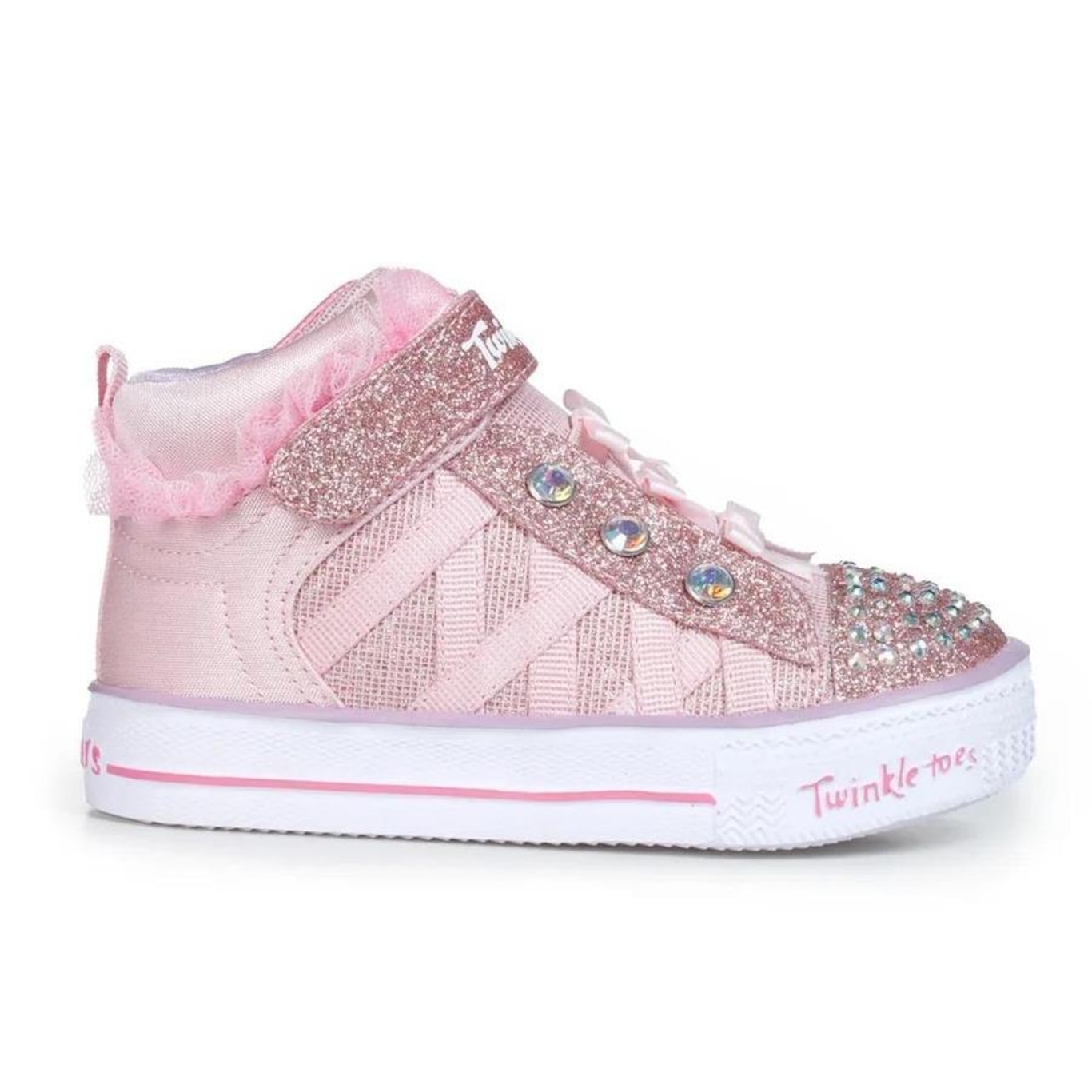 Tênis Skechers Shufle Lites Rosa Botinha Led - Infantil - Foto 1