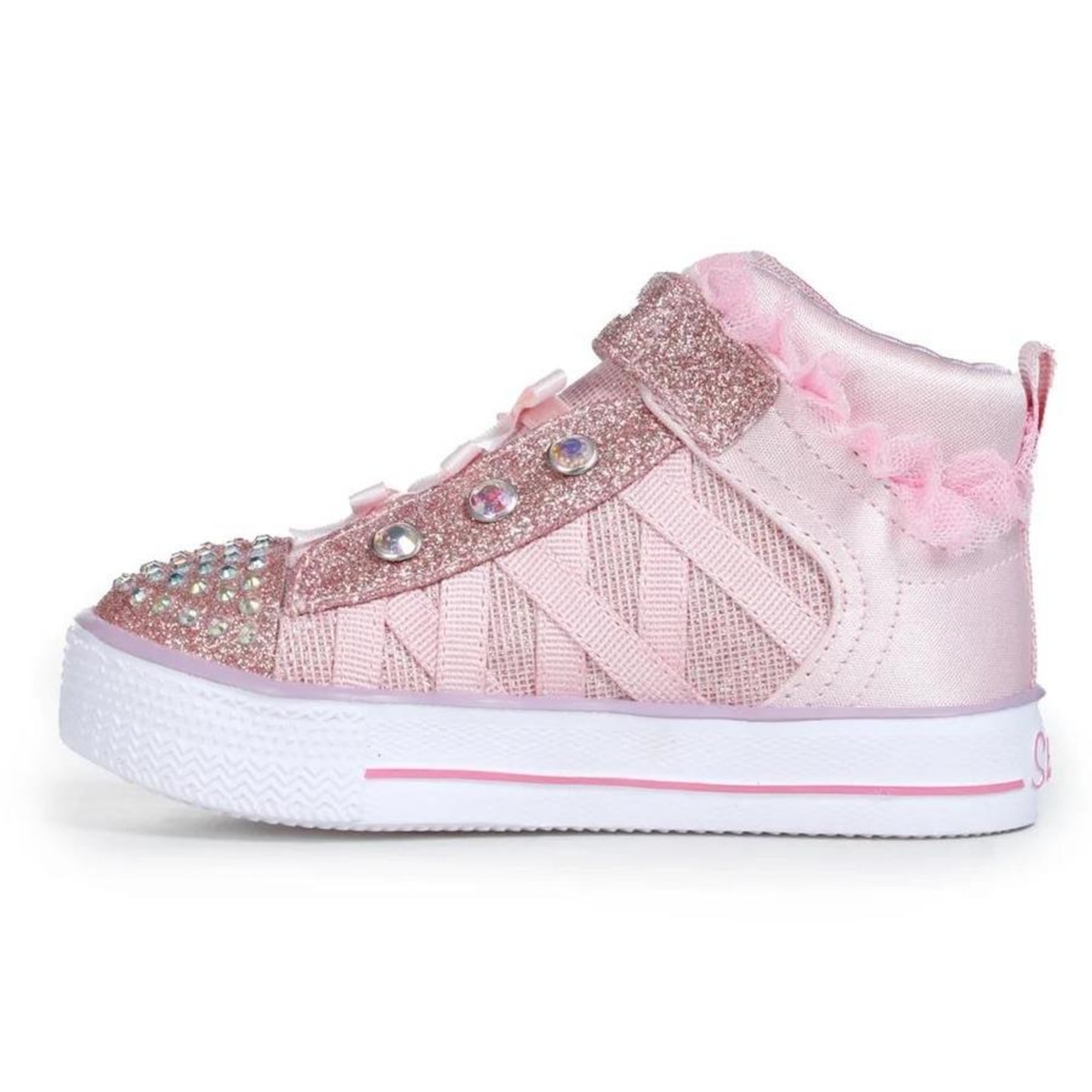 Tênis Skechers Shufle Lites Rosa Botinha Led - Infantil - Foto 2