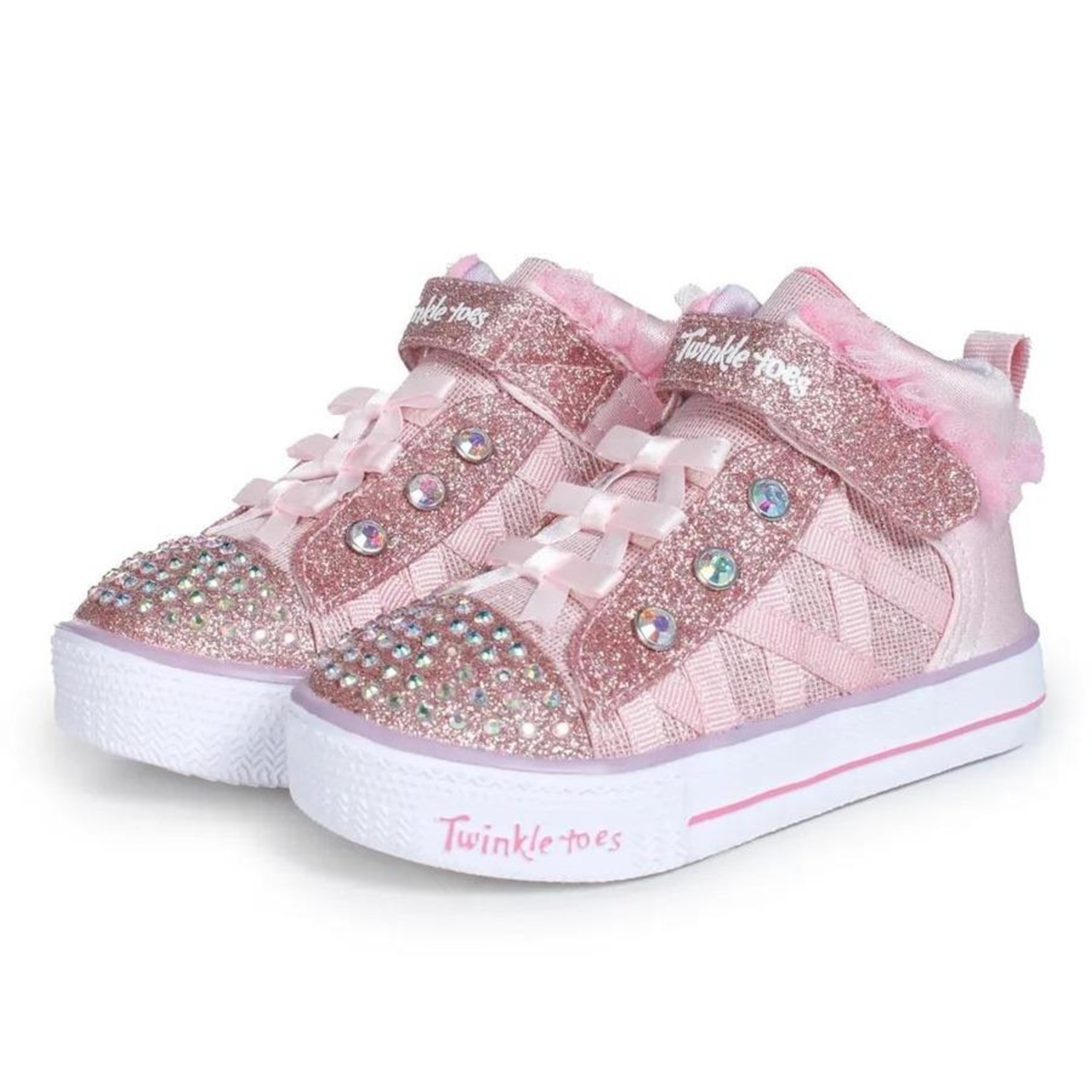 Tênis Skechers Shufle Lites Rosa Botinha Led - Infantil - Foto 3