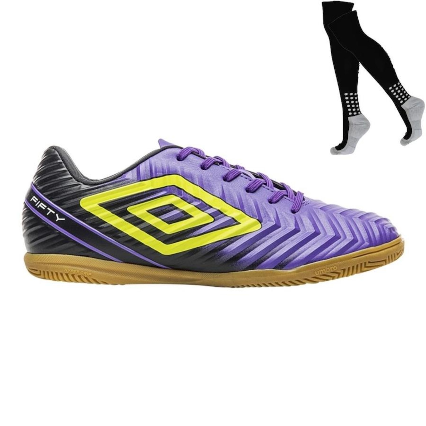 Chuteira Futsal Umbro Fifty V + Meião - Adulto - Foto 1