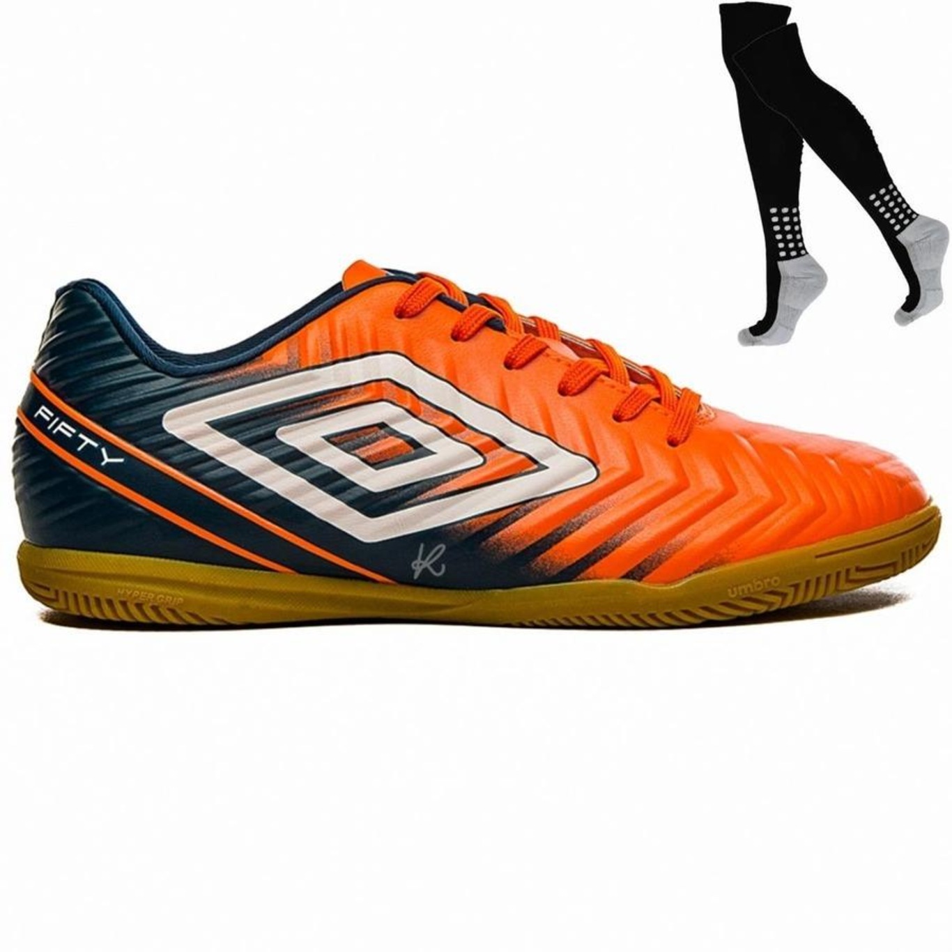 Chuteira Futsal Umbro Fifty V + Meião - Adulto - Foto 1