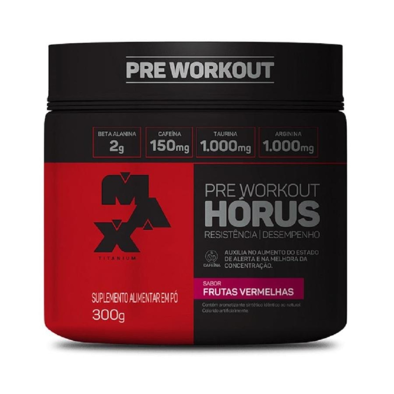 Pré Treino Horus - Pre Workout 300G - Max Titanium - Frutas Vermelhas - Foto 1