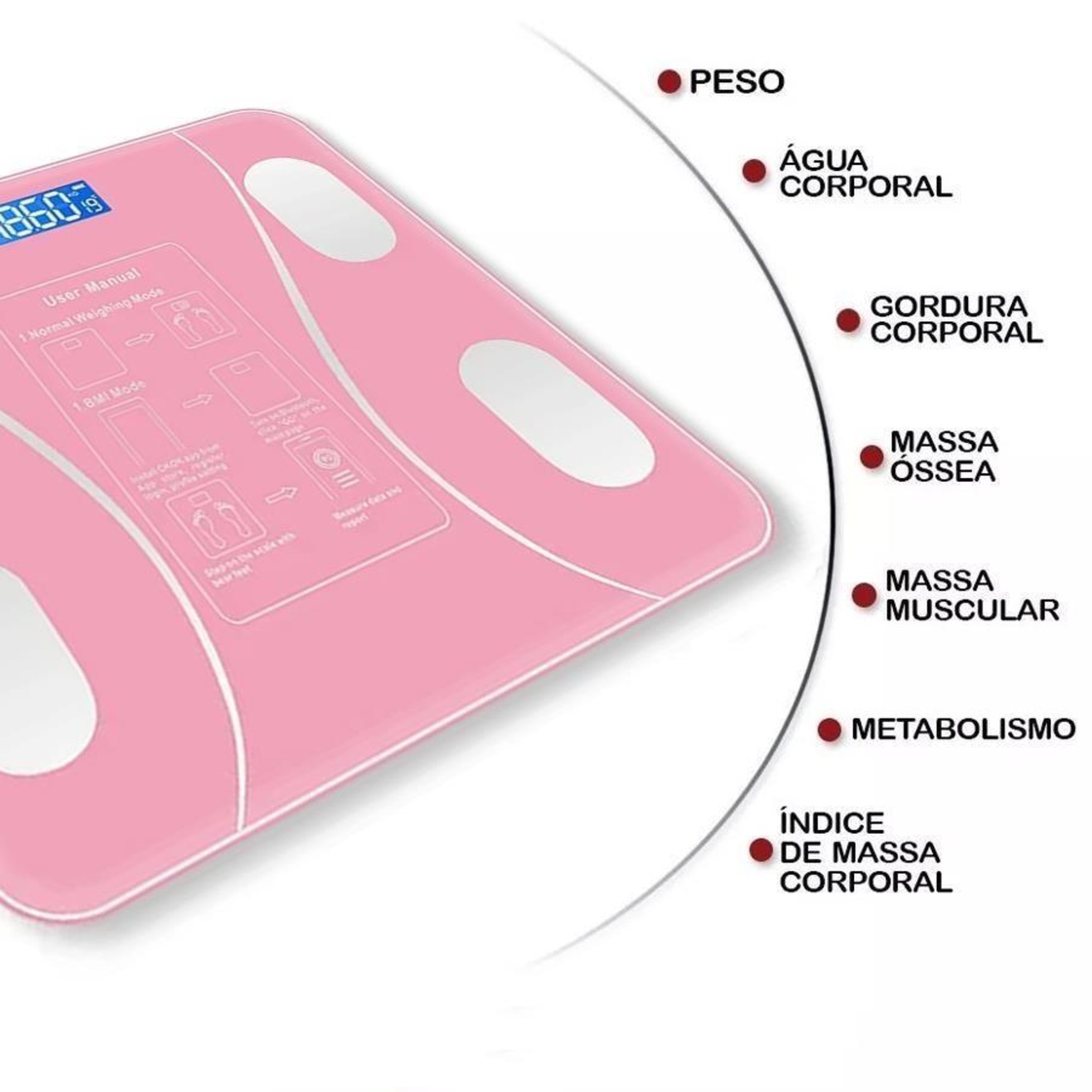 Balança Gold Sports Bioimpedância Digital e Bluetooth Corporal Mb com Medidor Imc - Foto 4