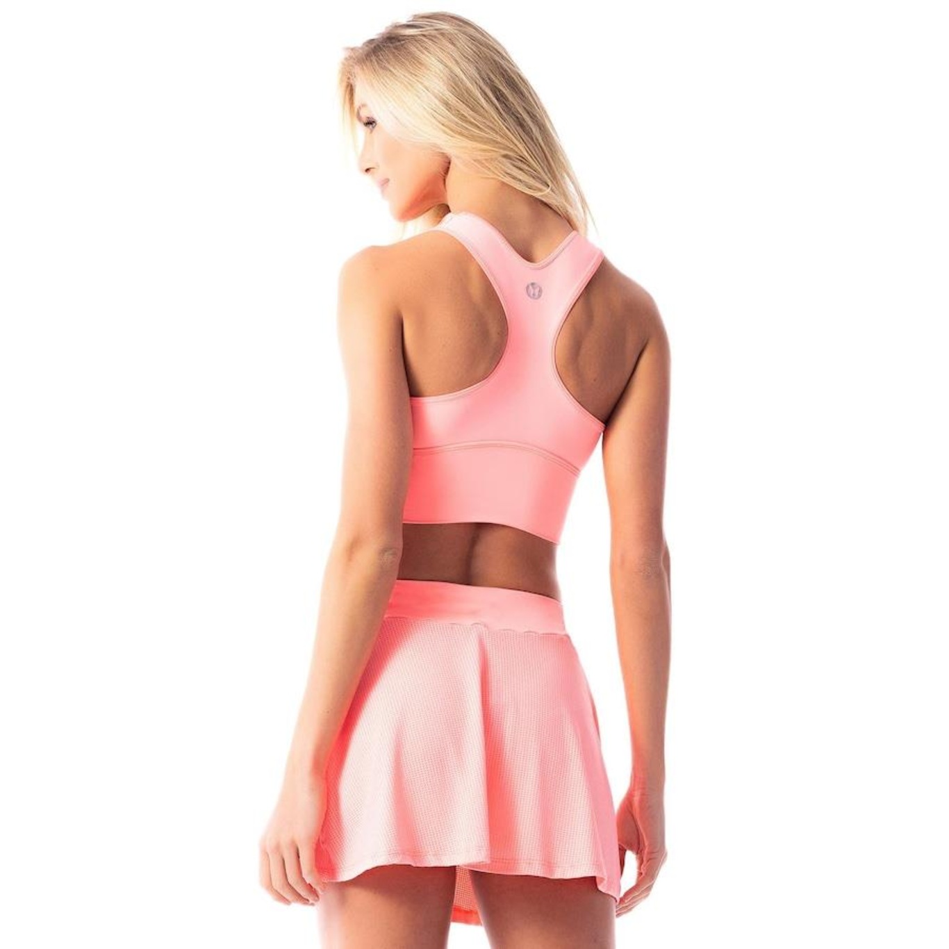 Top Fitness Vestem Laser Esqueleto Coral Neon - Feminino - Foto 2