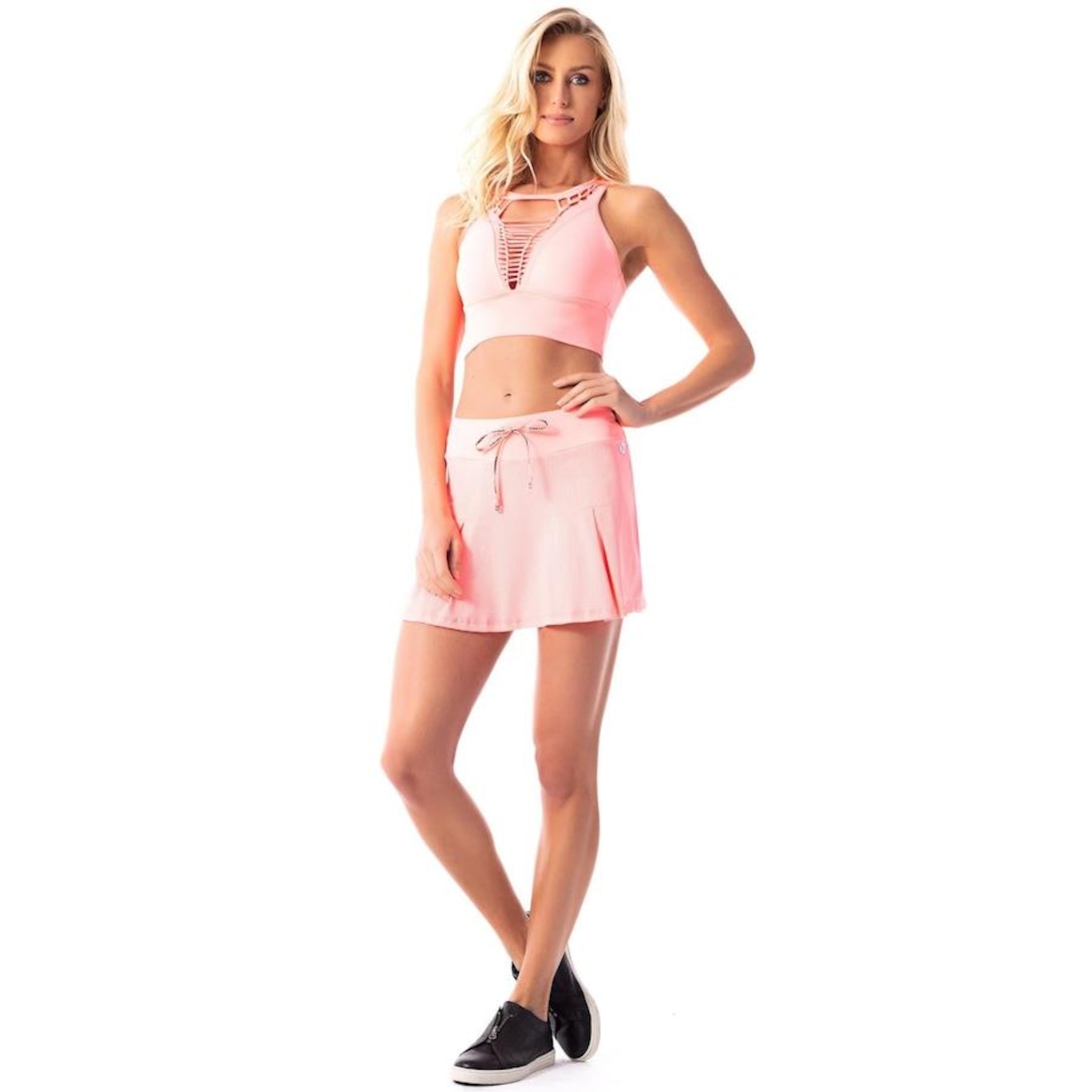 Top Fitness Vestem Laser Esqueleto Coral Neon - Feminino - Foto 3