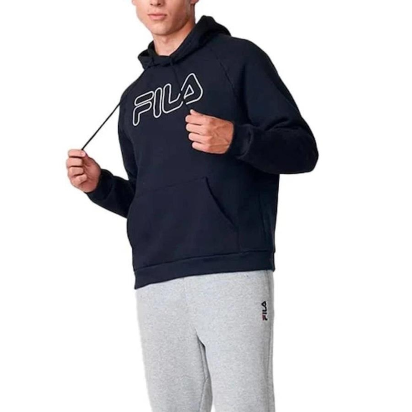 Blusão de Moletom Fila com Capuz Letter Outline - Masculino - Foto 3